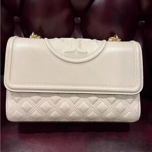 Tory Burch Ivory Quilted Shoulder Bag